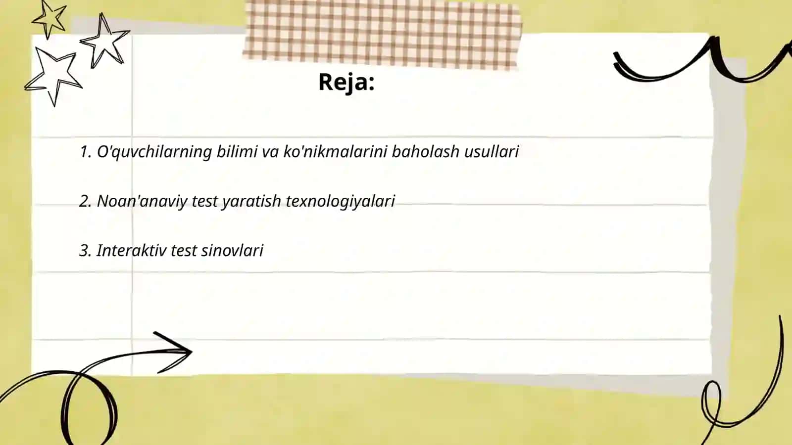 O'quvchilarning bilimi va ko'nikmalarini baholash usullari 2