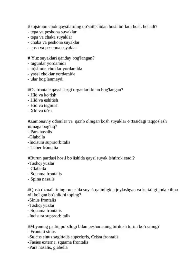 Kalla suyagi mavzusiga doir test 2