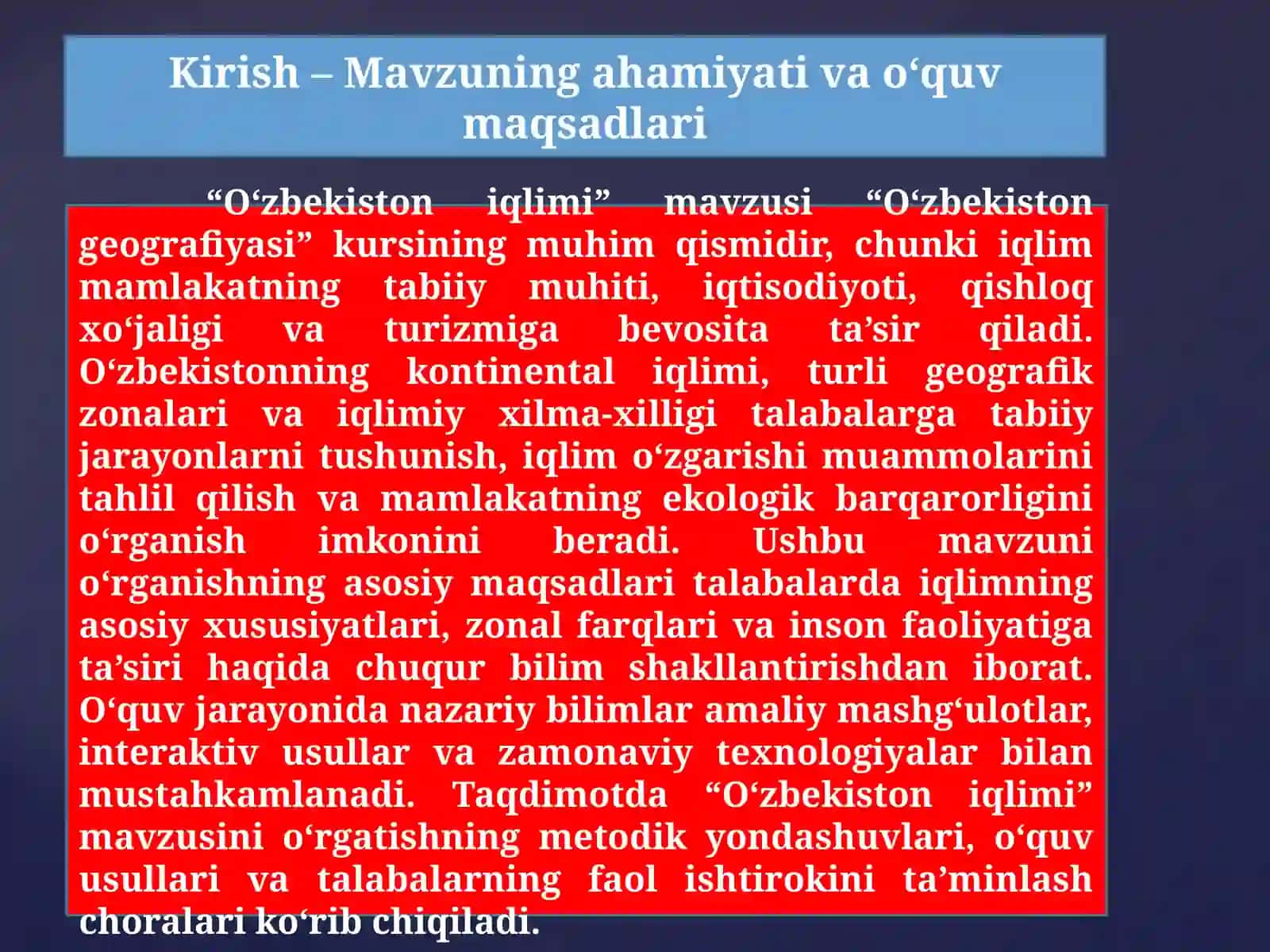 O‘zbekistoni iqlimi kursi 2