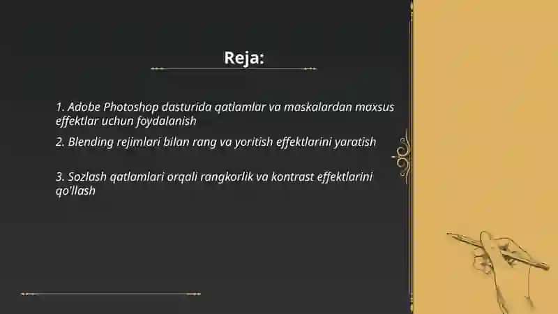 Adobe photoshop dasturida maxsus effektlarni qo'llash 2