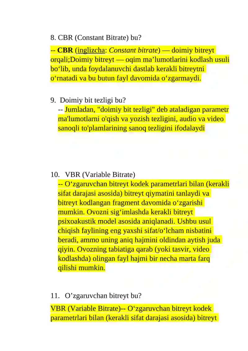 Siqish texnologiyasi haqida 2