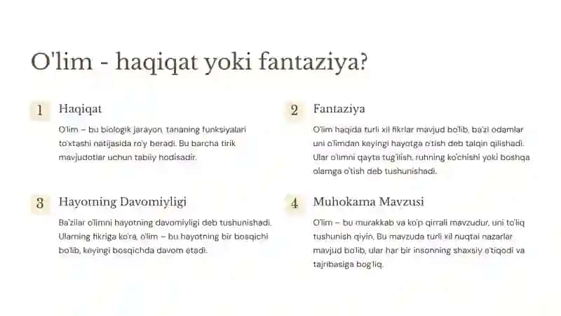 O'lim haqidagi tushunchalar 2