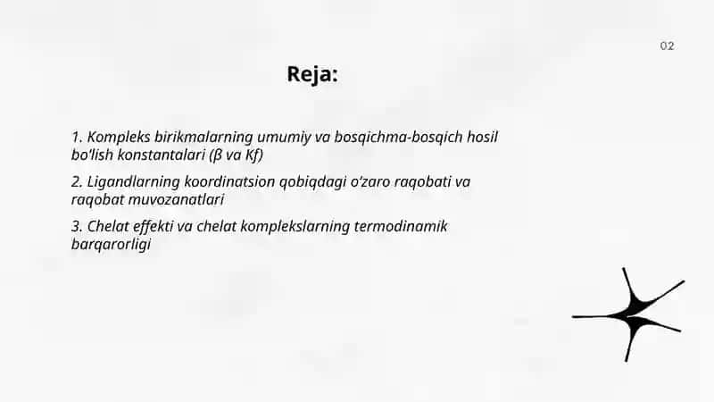 Ligandlarning koordinatsion qobiqdagi o‘zaro raqobati 2
