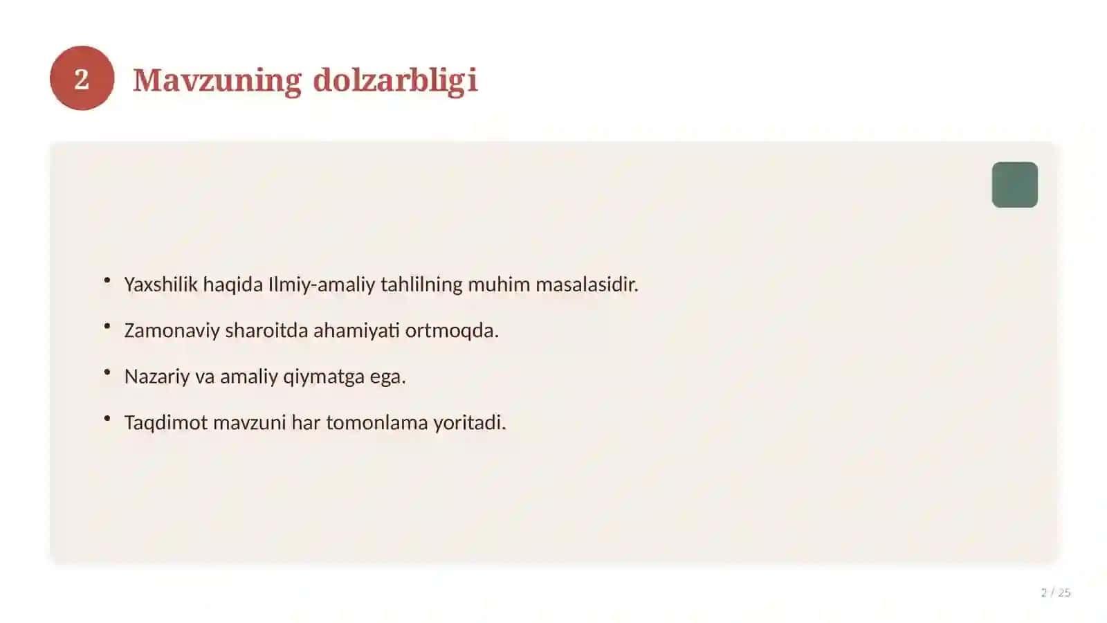 Yaxshilik haqida Ilmiy-Amaliy Tahlil 2