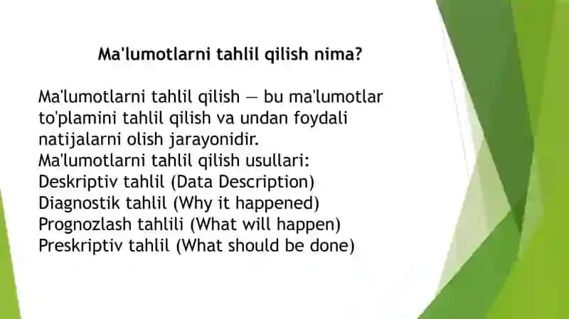 Ma'lumotlarni tahlil qilish va prognnozlash 2
