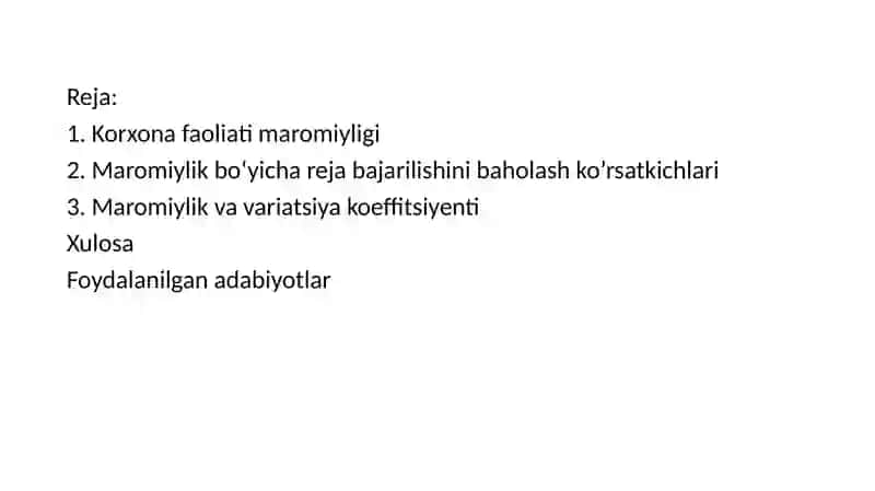 Mahsulot ishlab chiqarish maromiyligi tahlili 2