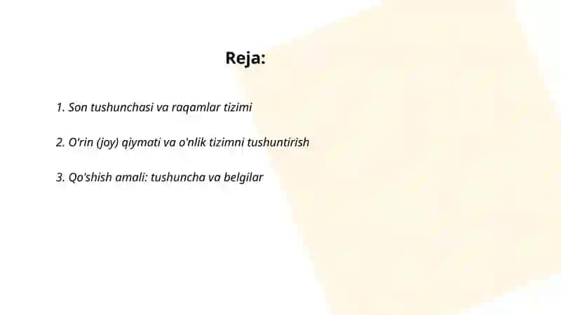 Boshlang'uch sinflardaarifmetik amallarni shakillantirish 2