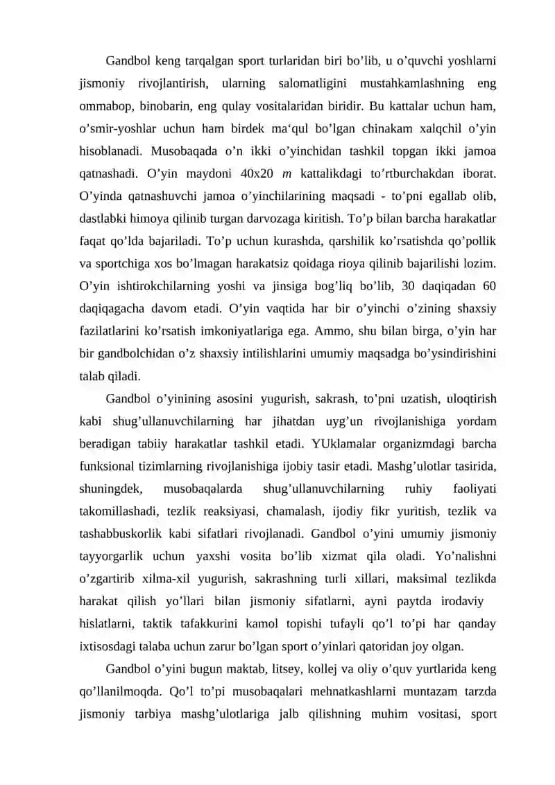 Gandbol o'yinining texnikasi 2