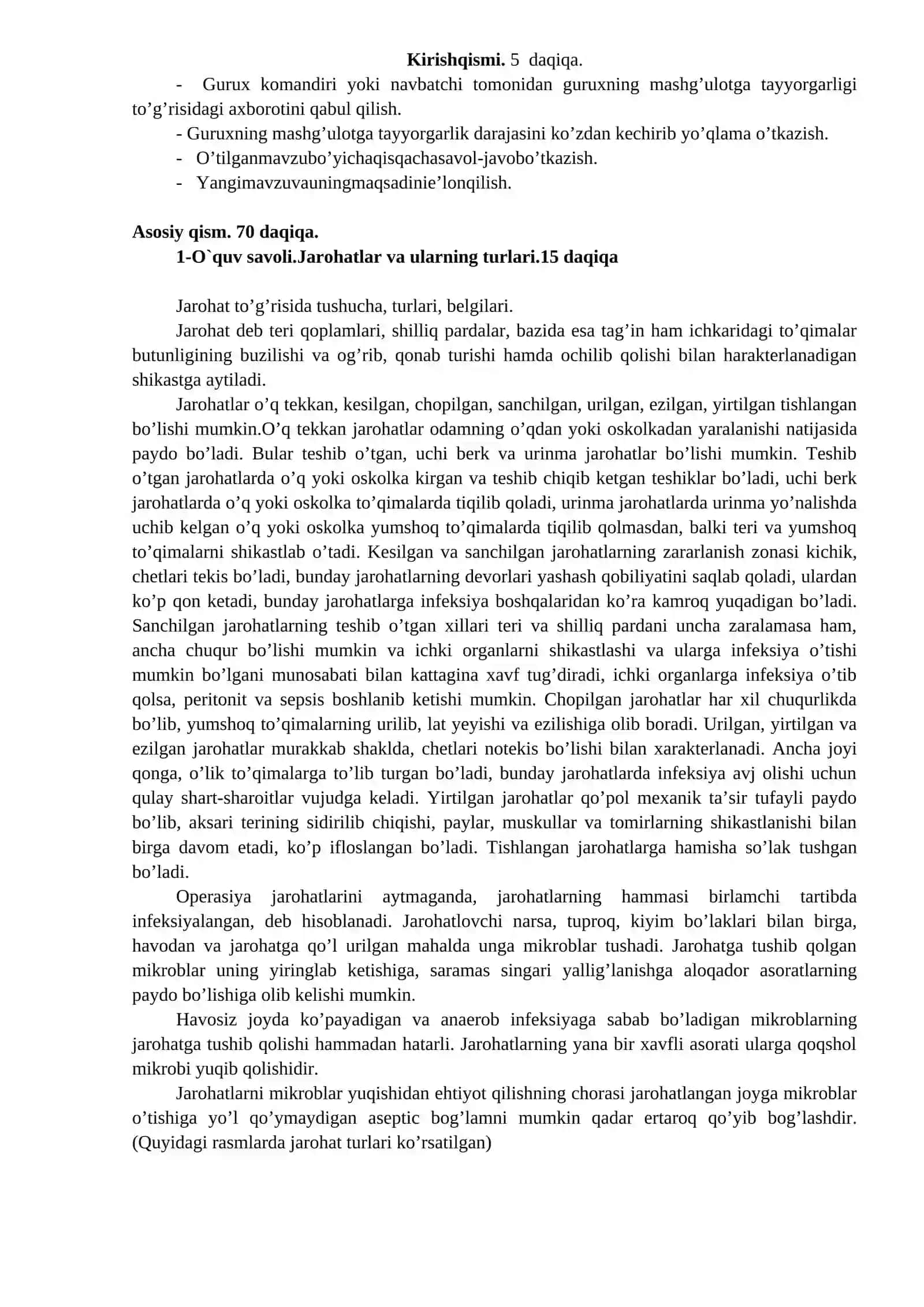 Jarohatlar va ularning turlari 2
