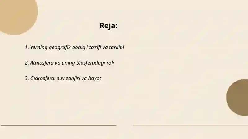 Yerning geografik qobig'i. Biosfera 2