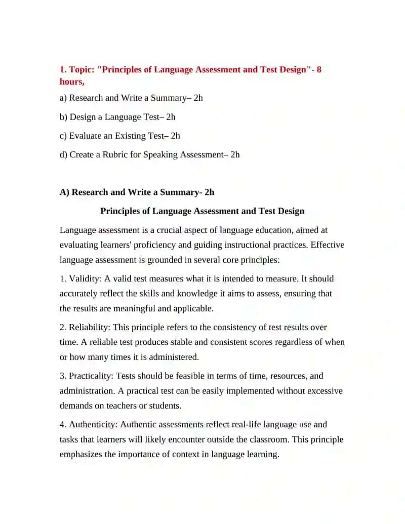 Principles of Language Assessment and Test Design 2