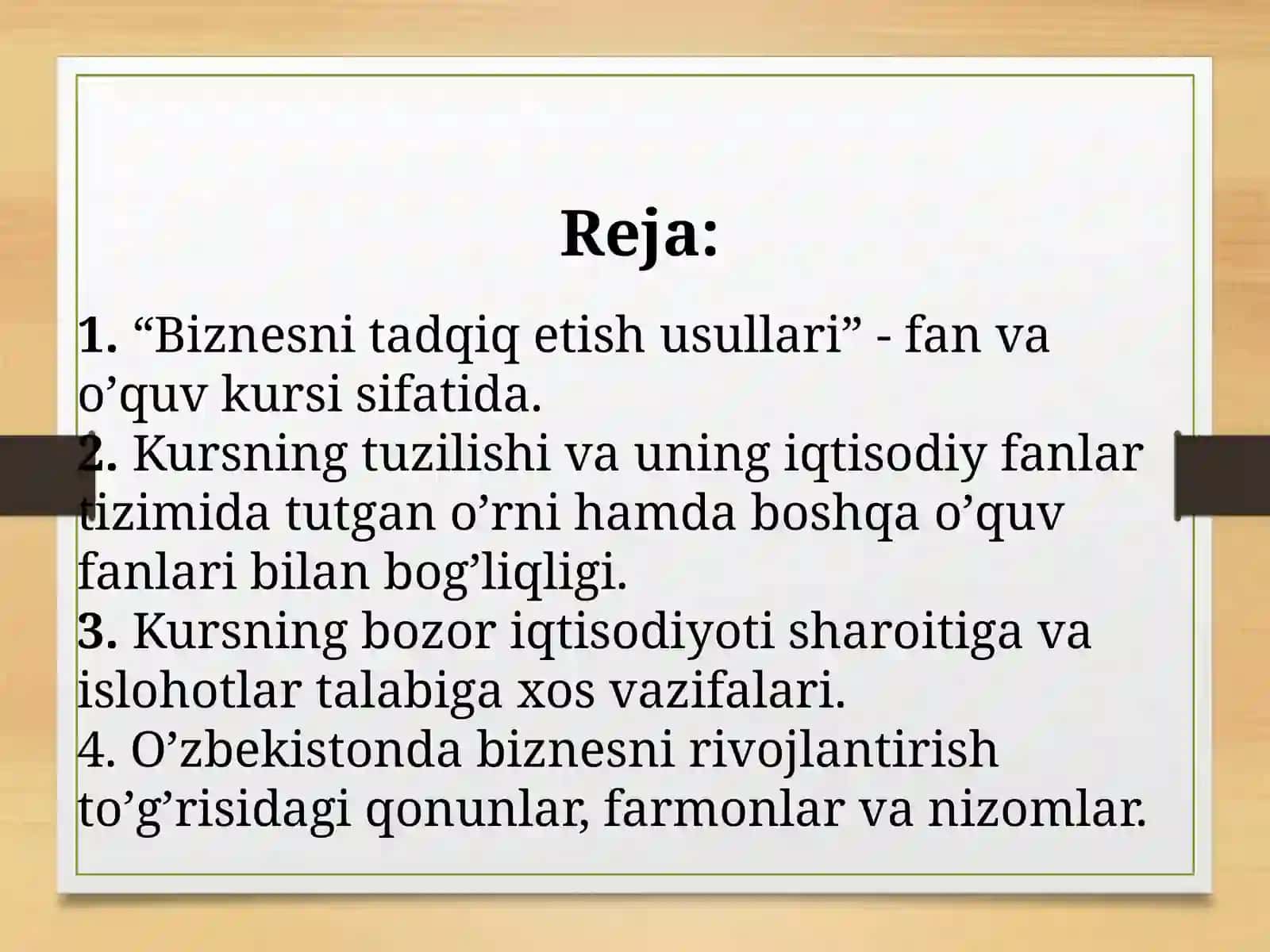 Biznesni tadqiq etish usullari 2