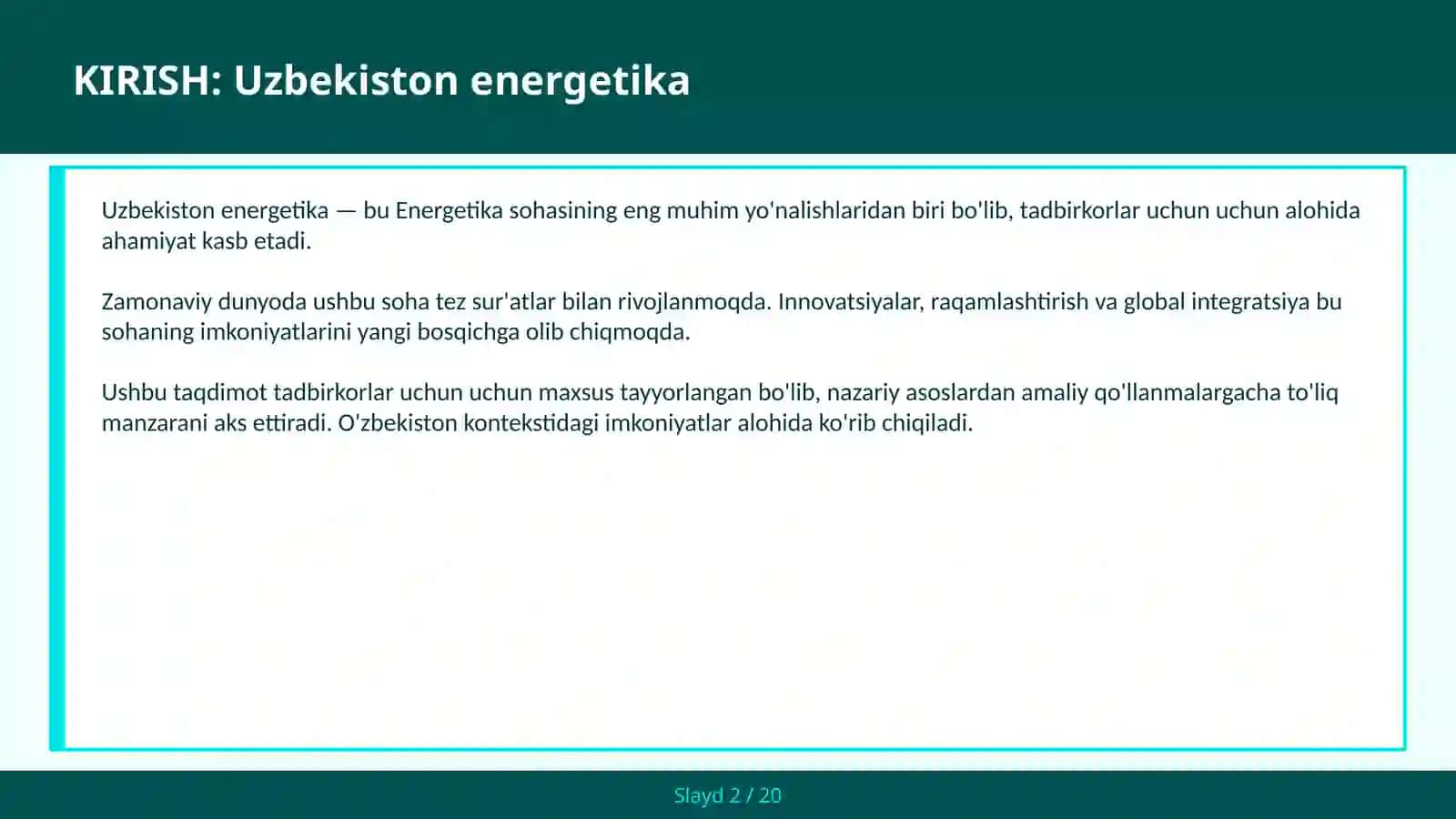 Uzbekiston energetika 2