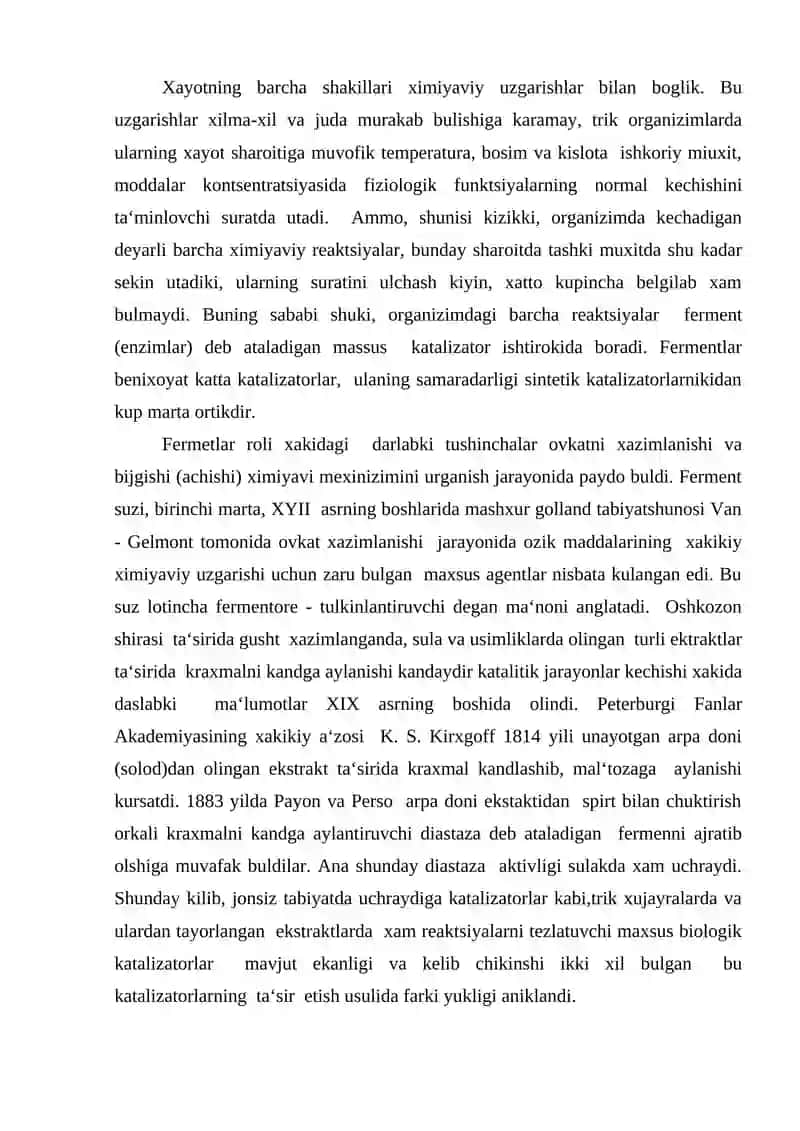 Fermentlar haqidagi ta’limotning shakllanishi 2