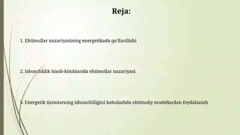 Energetikada ehtimollik nazariyasi 2