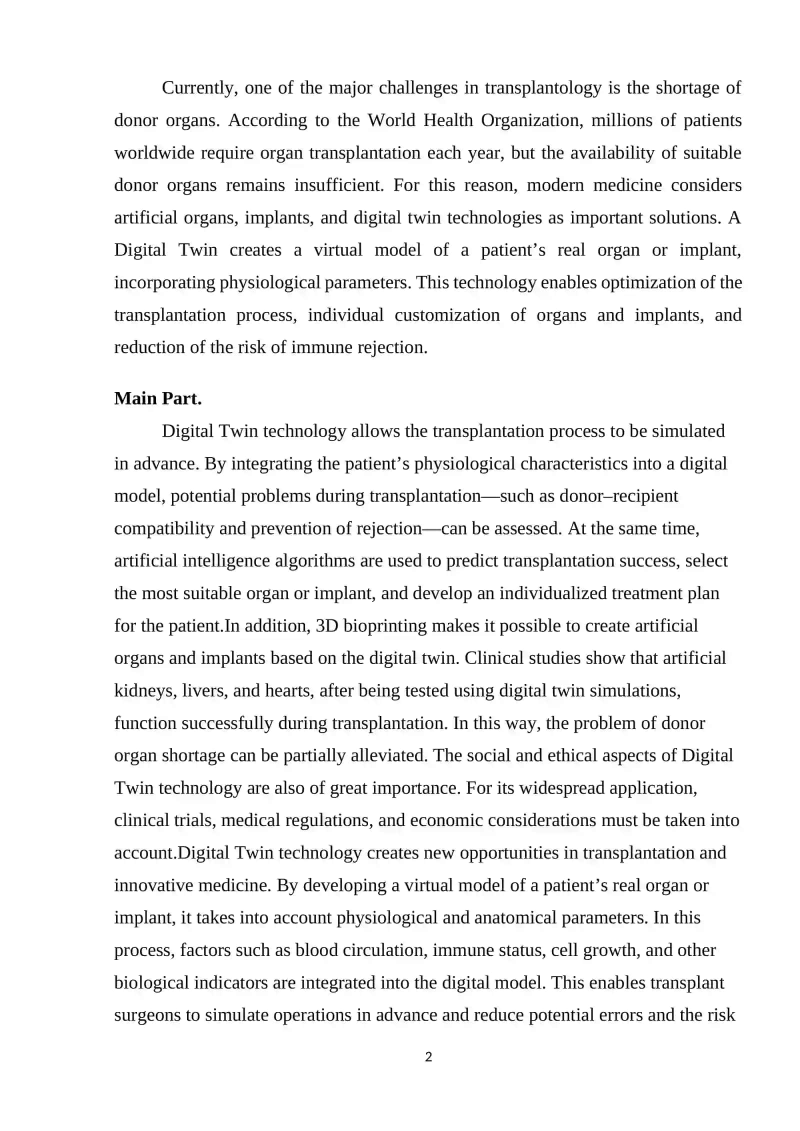 Digital Twin Technology for Artificial Organs and Implants 2
