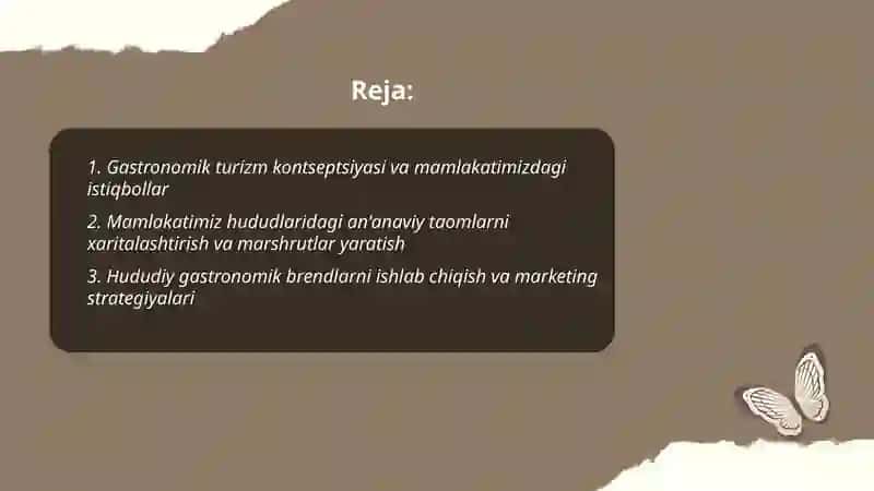 MAMLAKATIMIZDA GASTRONOMIK TURNI LOYIHALASHTIRISH 2