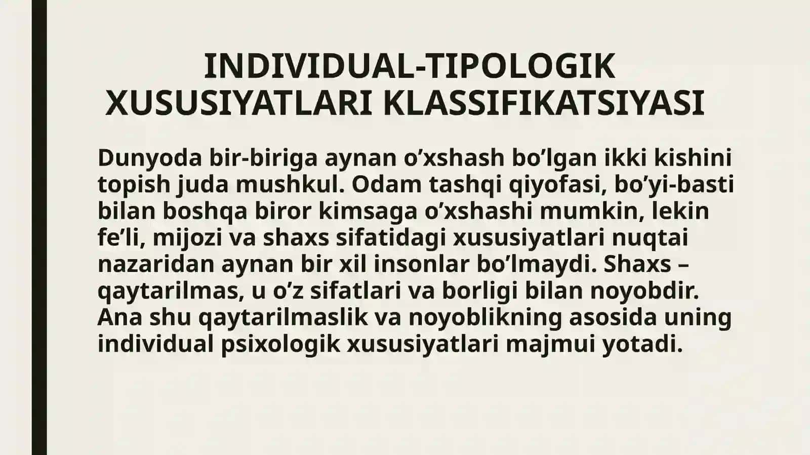 SHAXS INDIVIDUAL-TIPOLOGIK XUSUSIYATLARI KLASSIFIKATSIYASI 2