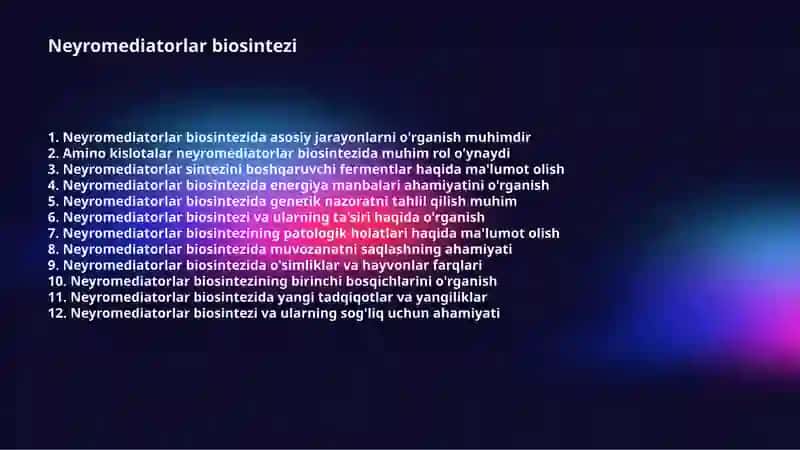 Neyromediatorlar biosintezi 2