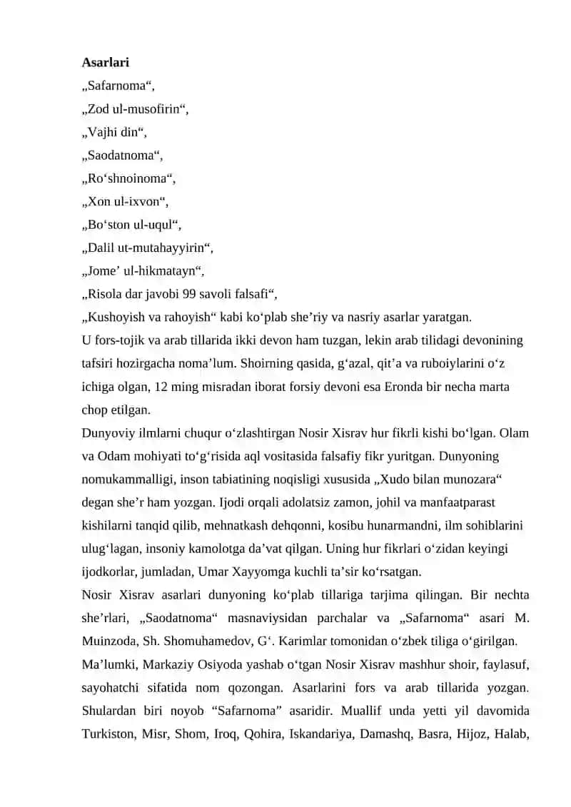 Safarnoma va Sayohatnoma turkumidagi asarlar 2
