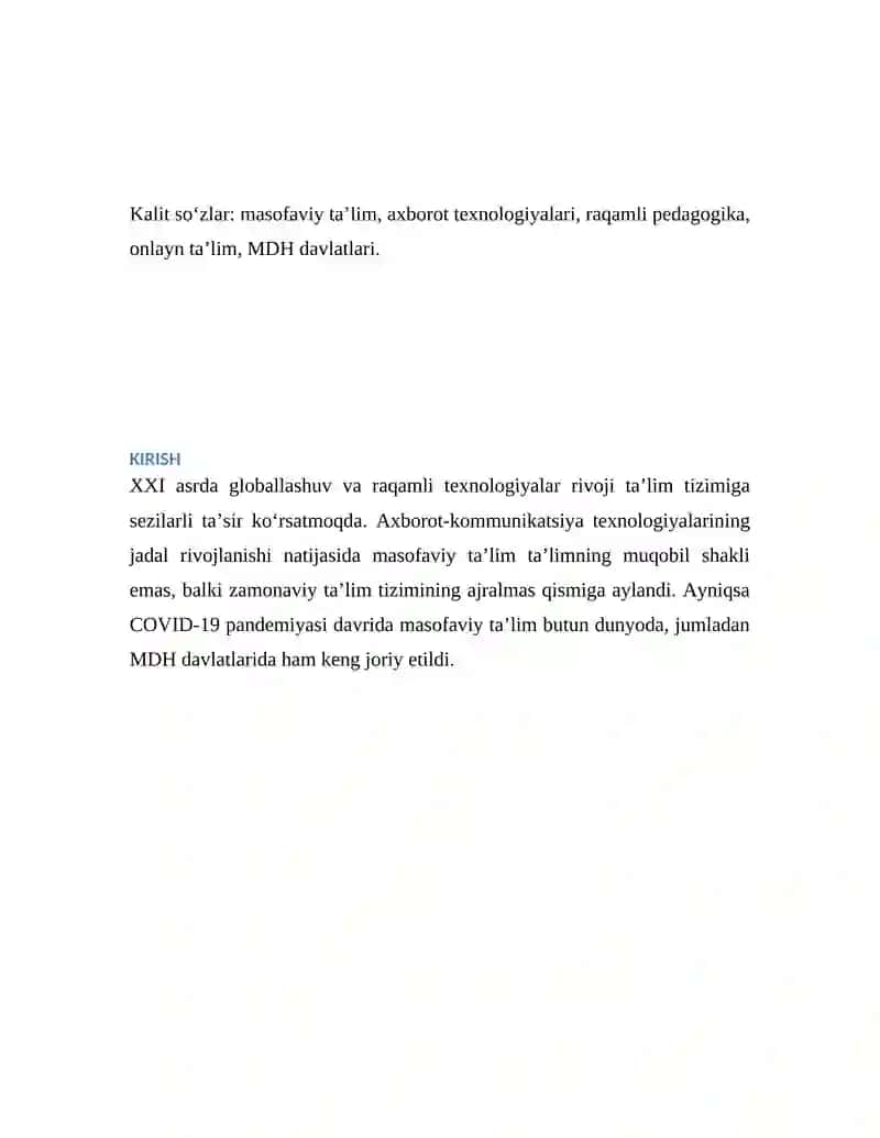 MASOFAVIY TA’LIMNING SAMARADORLIGI VA MUAMMOLARI 2