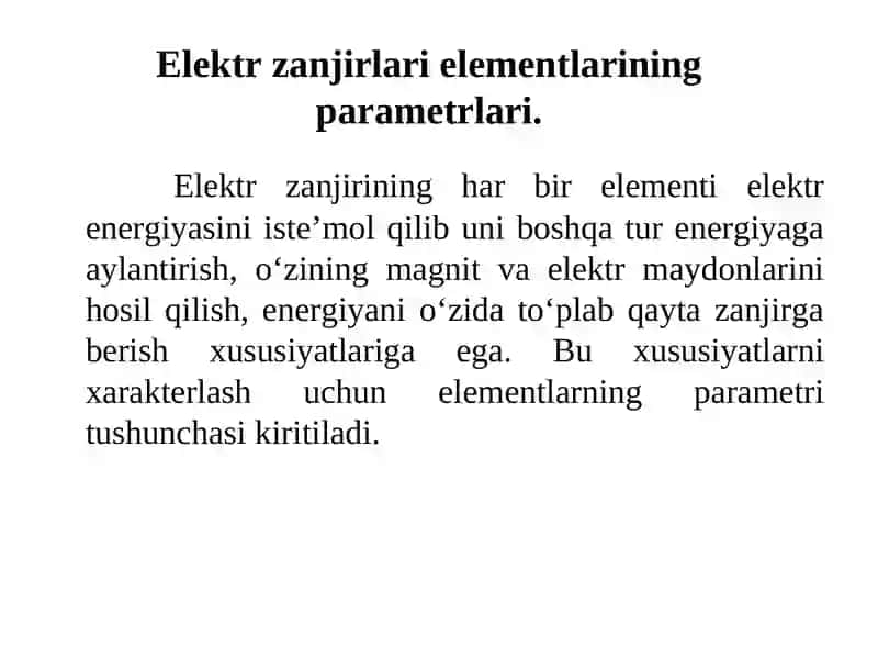 Elektr zanjirlari va o’lchovlari 2