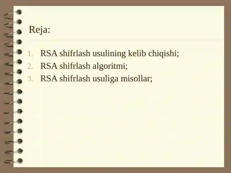 RSA shifrlash tizimi 2