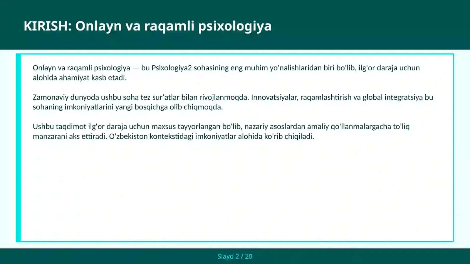Onlayn va raqamli psixologiya 2