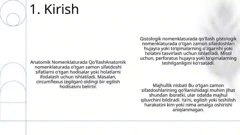 Anatomik Va Gistologik Nomenklaturalarida Qo'Llanadigan O'Tgan Zamon Sifatdoshining Majhullik Nisbati. (Circumflexus-Egilgan, Perforatus-Teshilgan) 2