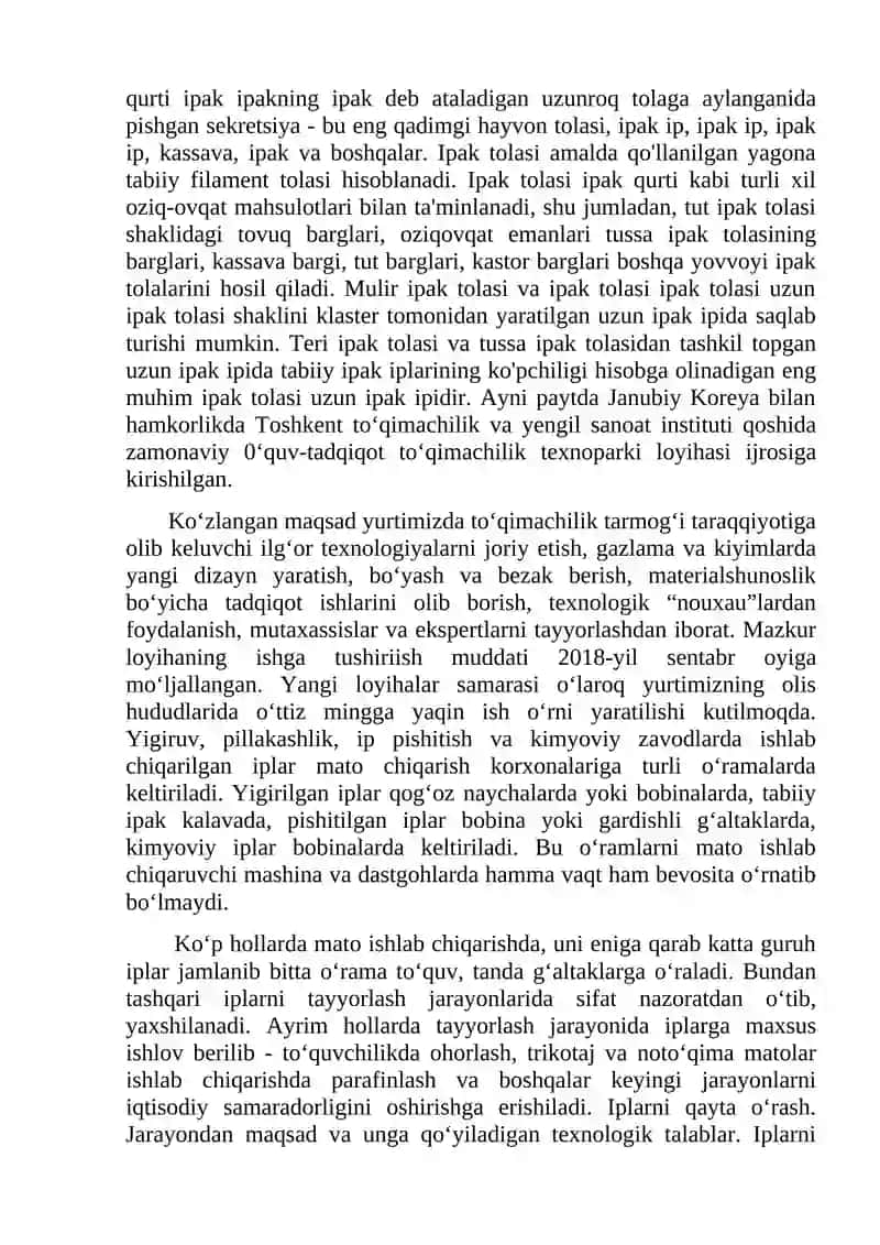 To‘qimachilik sanoati 2