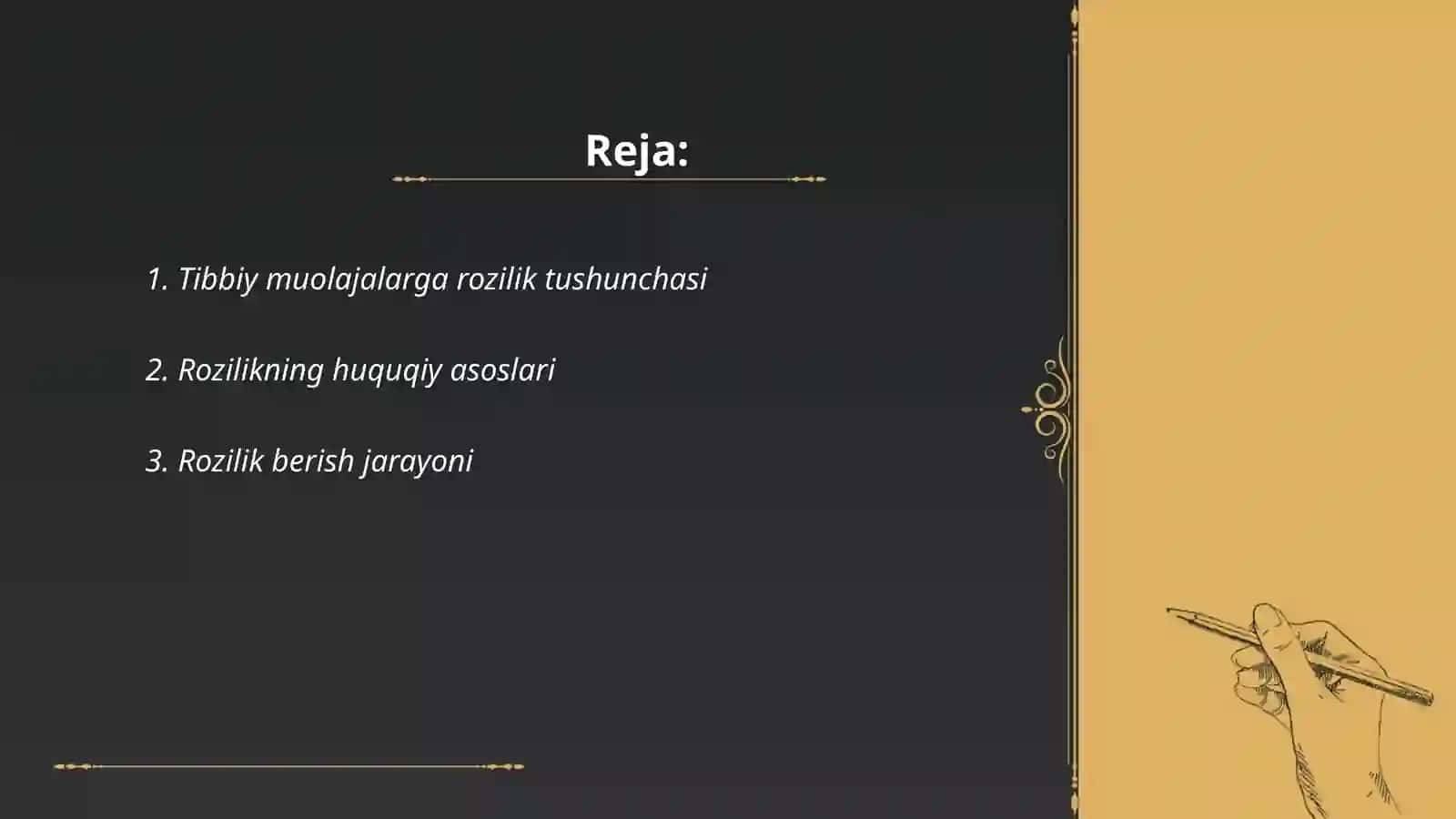 Tibbiy muolajalarga rozilik masalasi 2