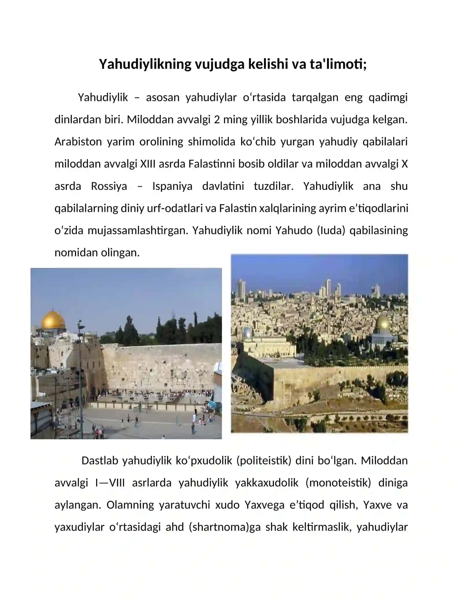 Yahudiylikning vujudga kelishi va ta’limoti 2
