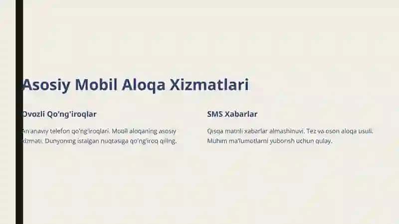 Mobil Tarmoq Xizmatlari: To'liq Qo'llanma 2