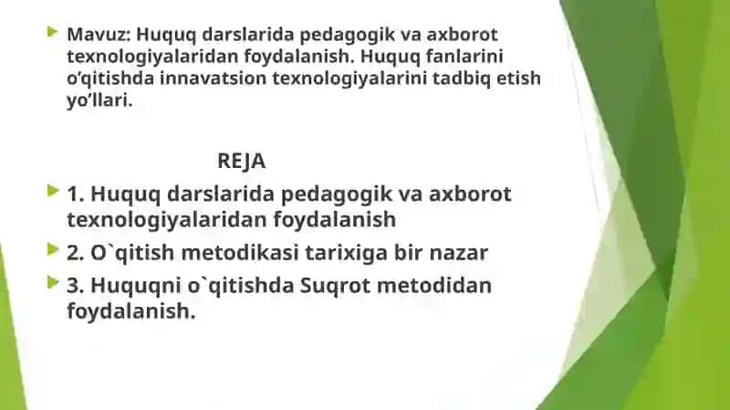 Huquq fanlarini o'qitish metodikasi 2