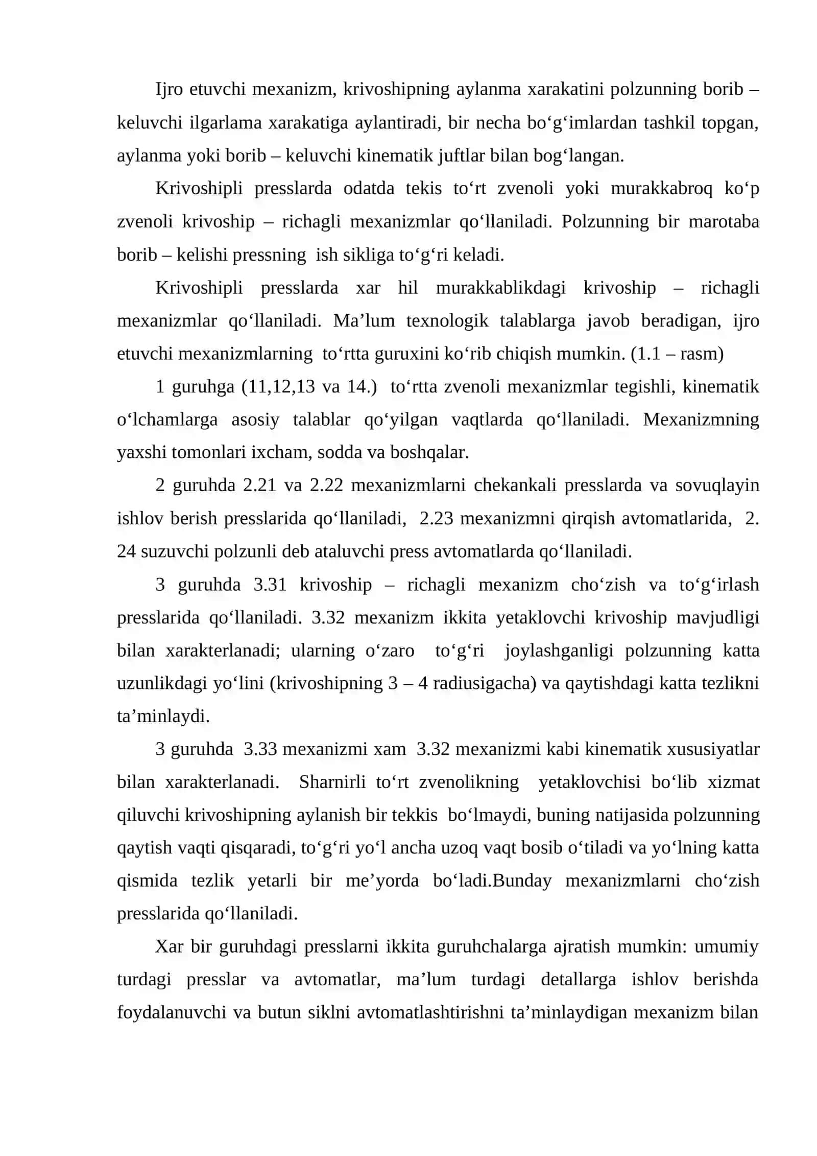 Krivoshipli mashinalar konstruksiyasini o‘rganish 2