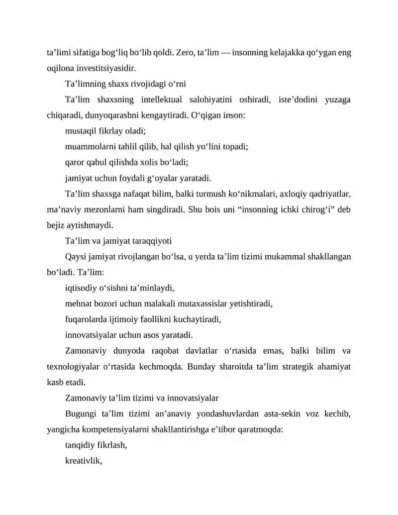 Inson hayotidagi ta'limning ahamiyati 2
