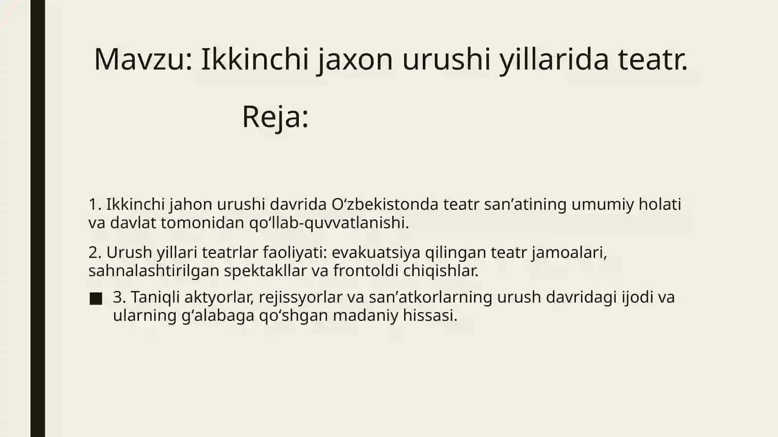 Ikkinchi jaxon urushi yillarida teatr 2