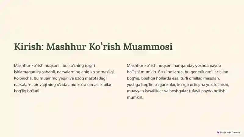 Mashhur Koʻrish Nuqsonlari: Sabablari, Turlari va Davolash 2