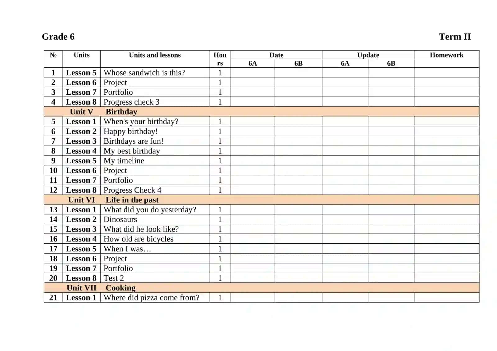 Grade 6 Term I 2