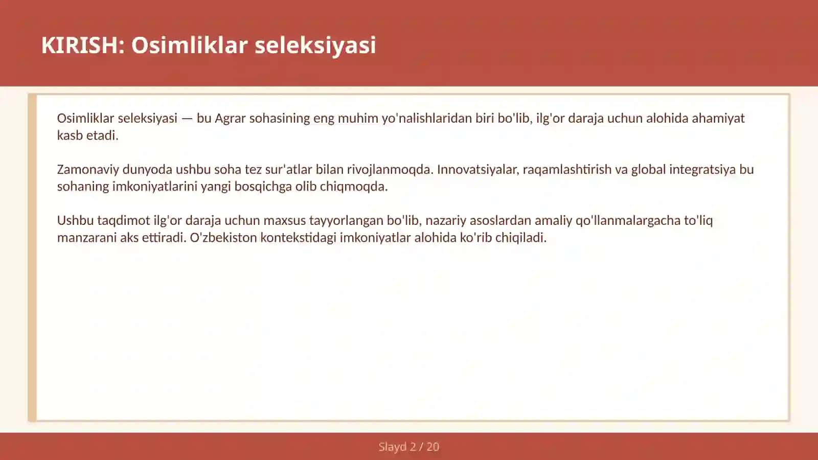 Osimliklar seleksiyasi 2