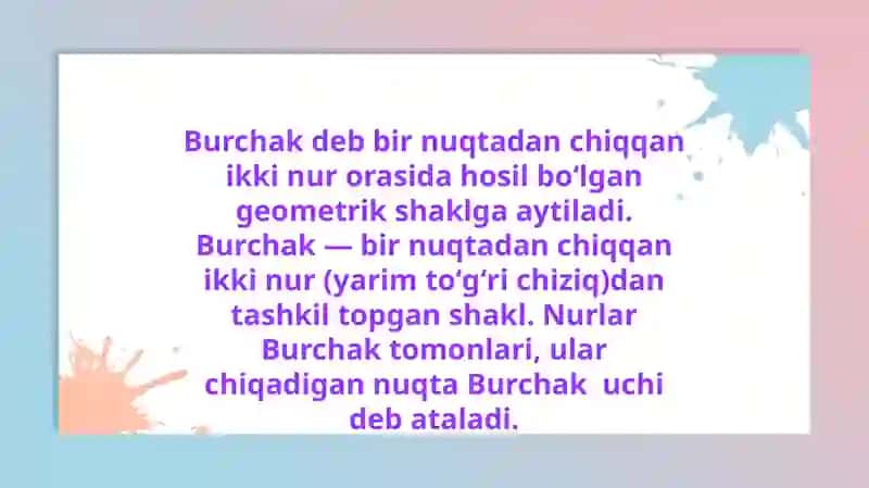 Yoyiq burchak tushunchasi 2
