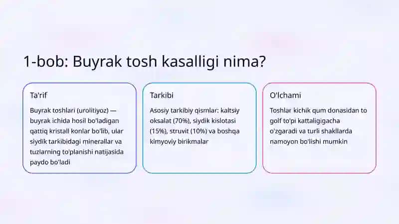 Buyrak tosh kasalligi propedevtikasi 2