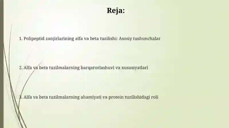 Polipeptid zanjirlarining alfa va betta strukturasi 2