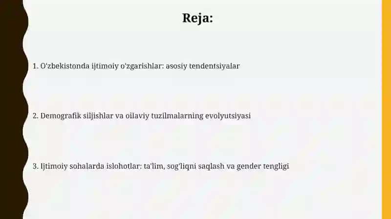 Oʻzbekiston Respublikasidagi ijtimoiy oʻzgarishlar 2