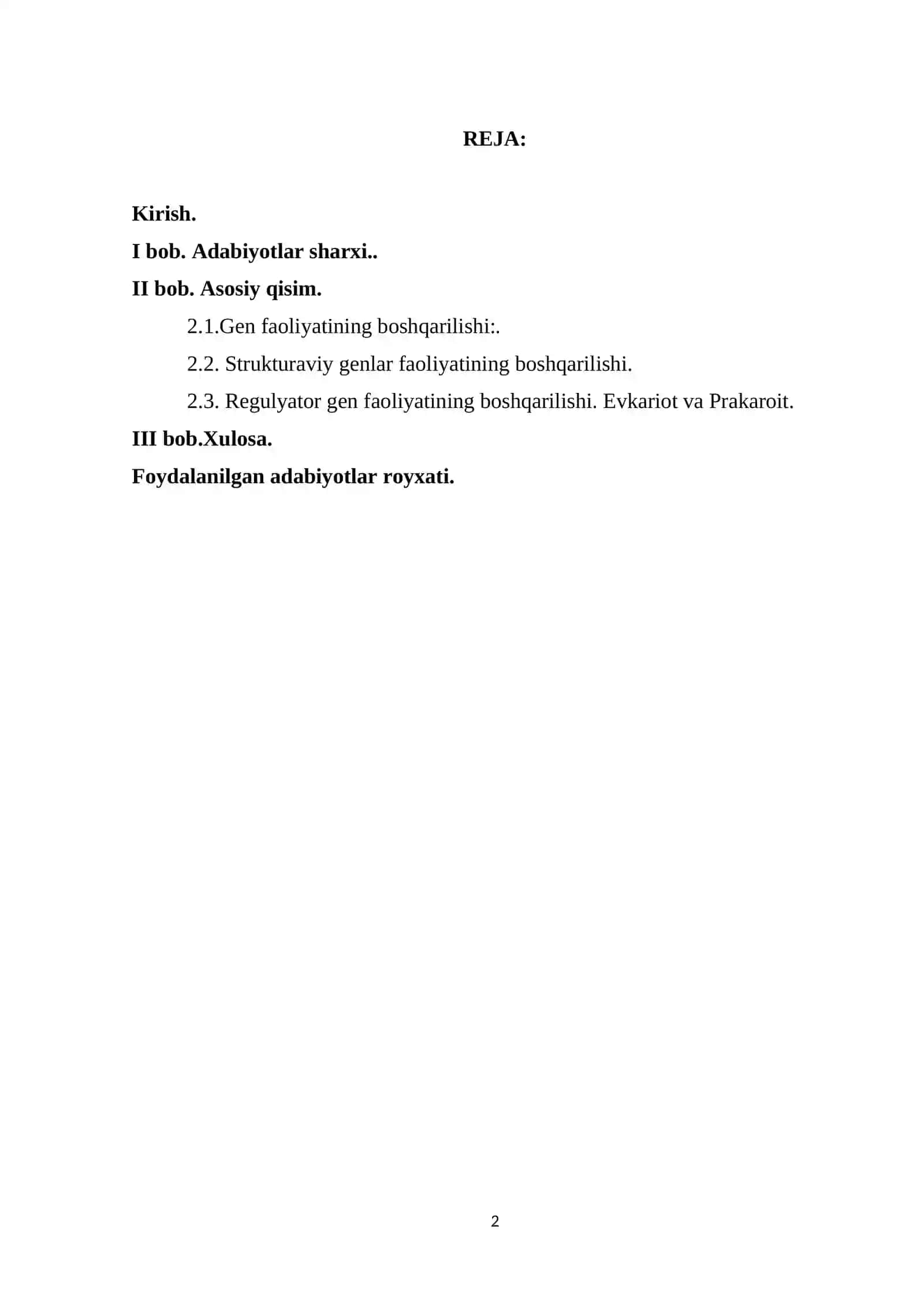 Gen faoliyatining boshqarilishi 2