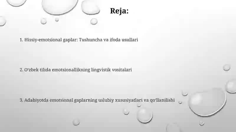 Hozirgi o'zbek adabiy tilidagi ma'noli gapning emotsionallik ko'raturlari 2
