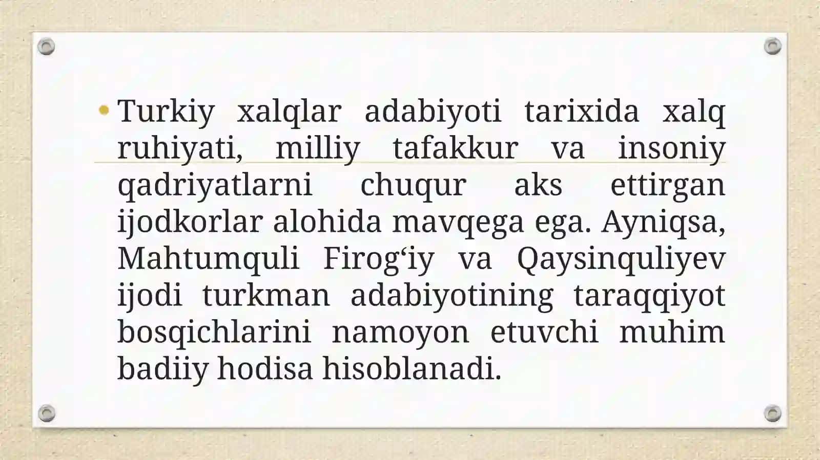 Qaysinquliyev va Mahtumquli she'riyatining tahlili 2