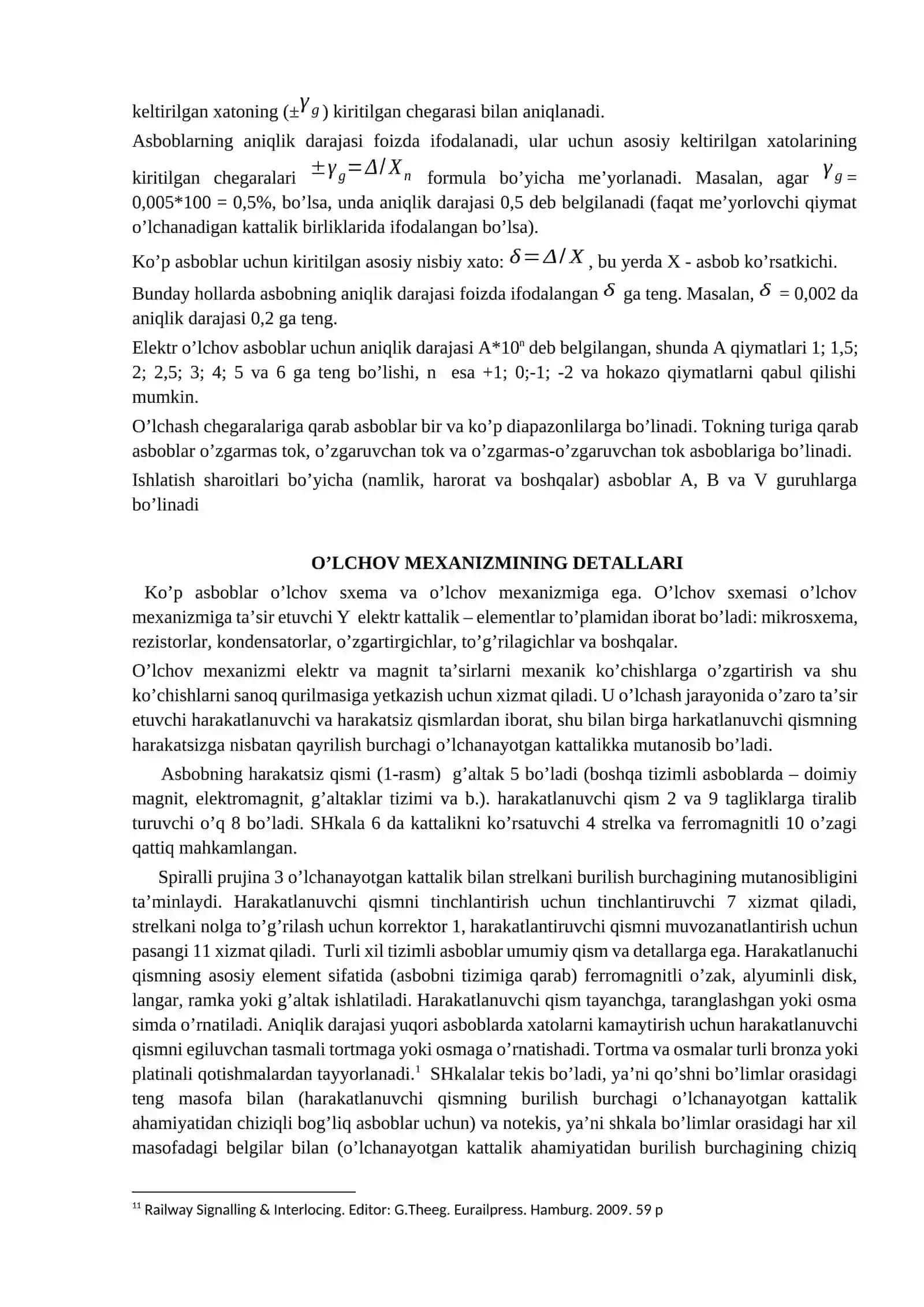 TEMIR YO‘L AVTOMATIKA VA TELEMEXANIKA TIZIMLARIDAGI O‘LCHASH ASBOB VA VOSITALARI 2