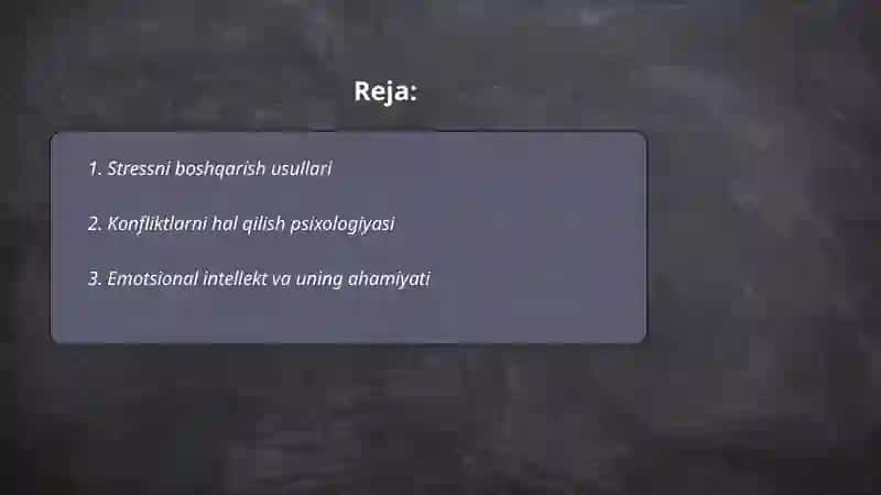 Stressni boshqarish usullari 2