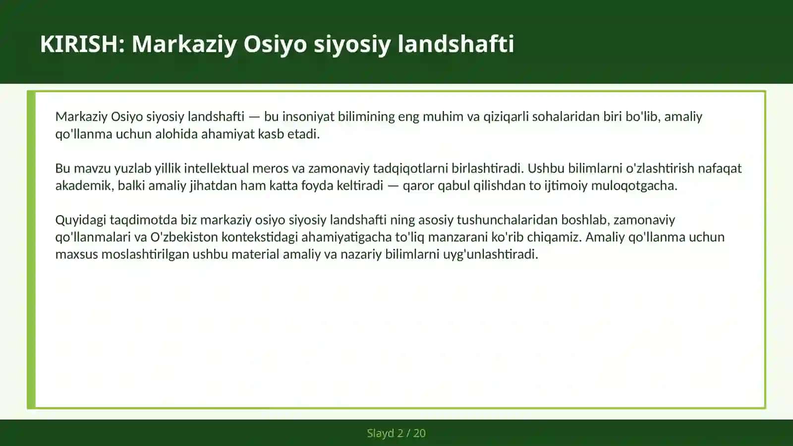 Markaziy Osiyo siyosiy landshafti 2